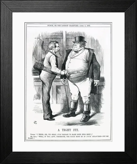 Framed Print : Cartoon, A Tight Fit (Northcote and John Bull) Framed Print : Cartoon, A Tight Fit (Northcote and John Bull)