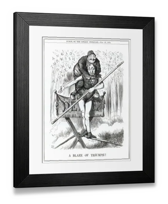 Framed Print : Cartoon, A Blaze of Triumph! (Disraeli and Turkey) Framed Print : Cartoon, A Blaze of Triumph! (Disraeli and Turkey)
