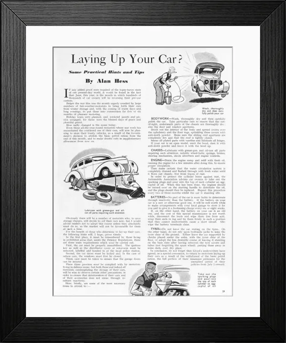 Framed Print : Laying up your car in wartime, 1942 Framed Print : Laying up your car in wartime, 1942