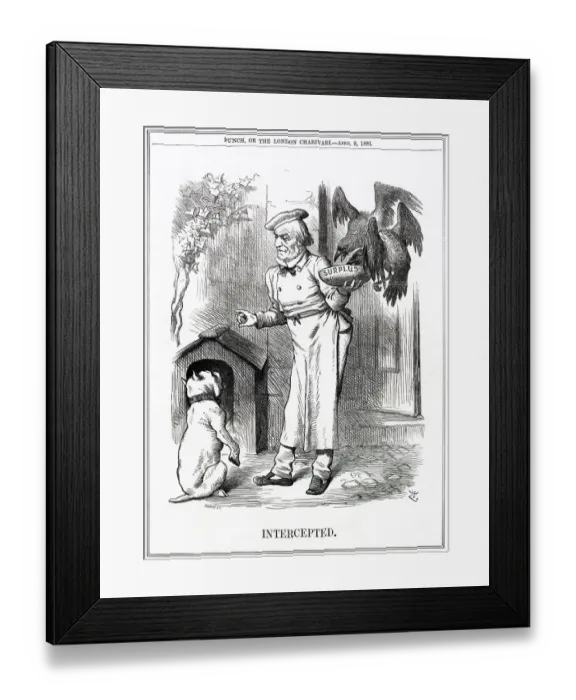 Framed Print : Cartoon, Intercepted (Gladstone and John Bull) Framed Print : Cartoon, Intercepted (Gladstone and John Bull)