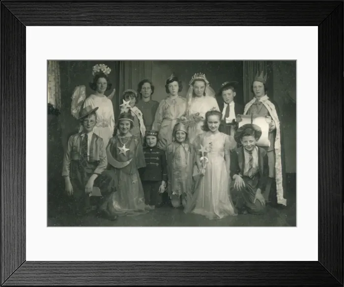 Framed Print : Group of children in fancy dress, in costumes ranging from an angel Framed Print : Group of children in fancy dress, in costumes ranging from an angel