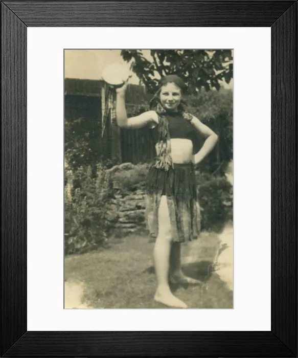 Framed Print : A little girl dressed up in costume, perhaps as a Romany gipsy or similar due to her head Framed Print : A little girl dressed up in costume, perhaps as a Romany gipsy or similar due to her head