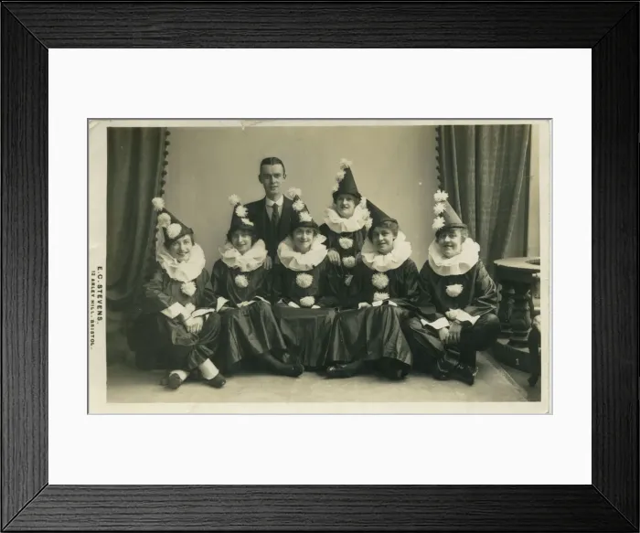 Framed Print : An all-girl pierrot troupe from the First World War, together with one chap Framed Print : An all-girl pierrot troupe from the First World War, together with one chap