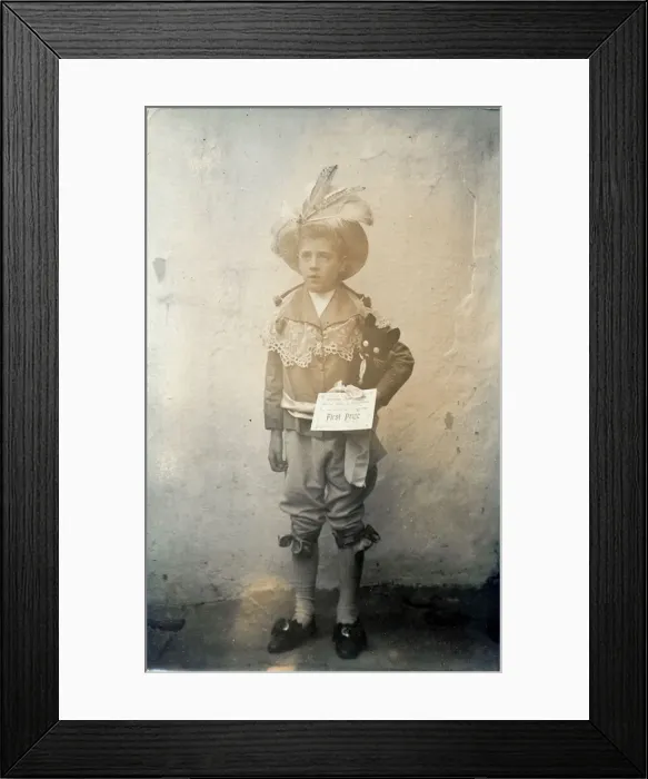Framed Print : A little boy called Rob poses for a photograph wearing a first prize-winning costume Framed Print : A little boy called Rob poses for a photograph wearing a first prize-winning costume