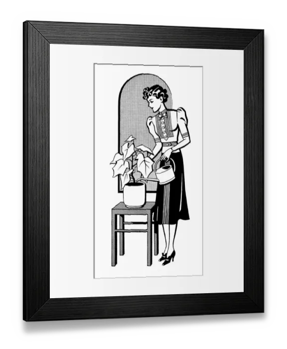 Framed Print : Plant watering