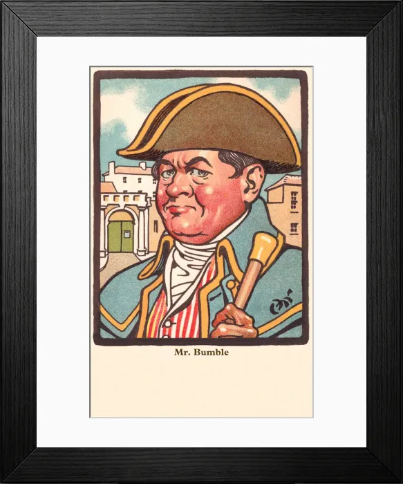 Framed Print : Mr Bumble. Artists impression of Mr Bumble from The Pickwick Papers. Date: circa 1905 Framed Print : Mr Bumble. Artists impression of Mr Bumble from The Pickwick Papers. Date: circa 1905