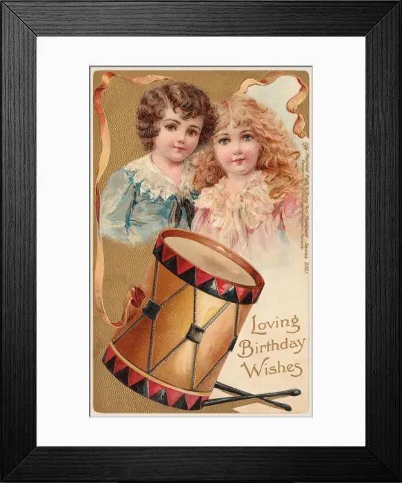 Framed Print : Boy & girl with drum Framed Print : Boy & girl with drum