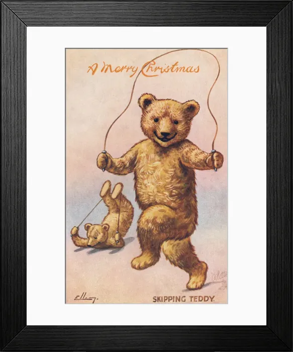 Framed Print : Skipping. Two teddy bears with skipping ropes Framed Print : Skipping. Two teddy bears with skipping ropes