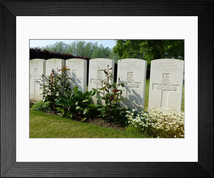 Framed Print : Headstones, 18pr gun crew Oxford Road CWGC, Wieltje, Ypres Framed Print : Headstones, 18pr gun crew Oxford Road CWGC, Wieltje, Ypres