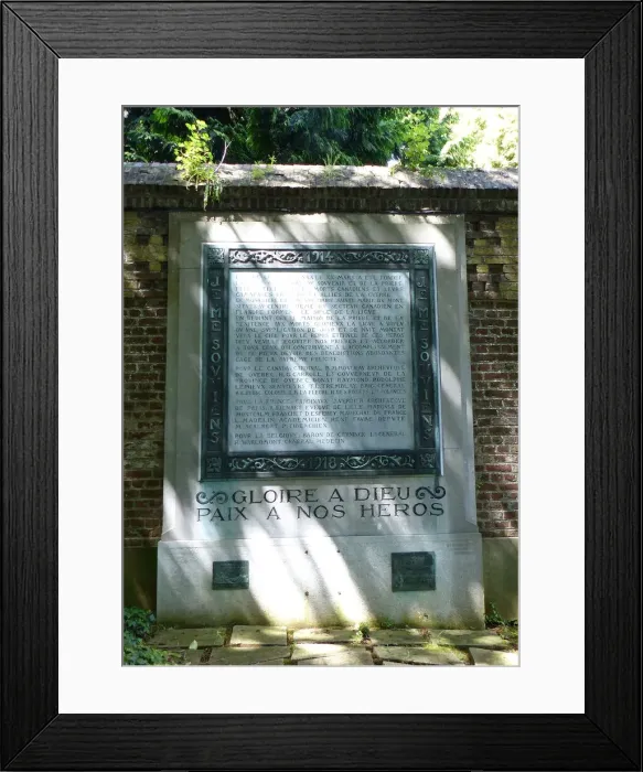 Framed Print : Canadian Memorial Plaque, wall of Mont des Cats Abbey Framed Print : Canadian Memorial Plaque, wall of Mont des Cats Abbey