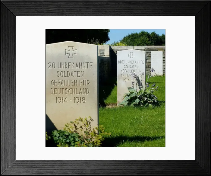 Framed Print : German headstones over 2 mass graves, Locre No 10 CWGC Framed Print : German headstones over 2 mass graves, Locre No 10 CWGC