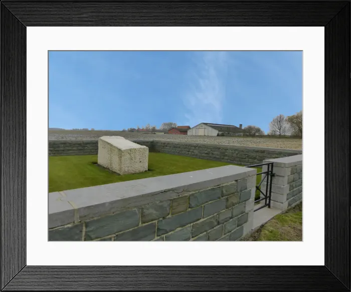 Framed Print : Lt H. A. Birrell-Anthony & the Monmouths Memorial, Frezenber Framed Print : Lt H. A. Birrell-Anthony & the Monmouths Memorial, Frezenber