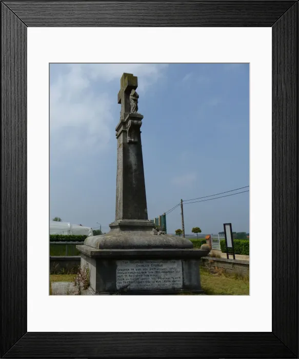 Framed Print : Monument to Charles Dresse, 9th Belg Inf Regt, near Poelkape Framed Print : Monument to Charles Dresse, 9th Belg Inf Regt, near Poelkape