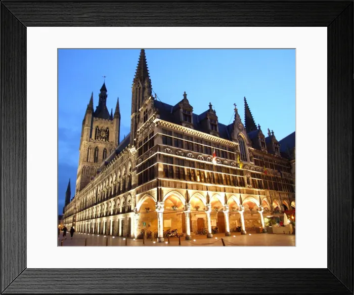 Framed Print : The re-built Ypres Cloth Hall at night Framed Print : The re-built Ypres Cloth Hall at night