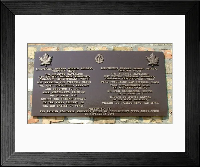 Framed Print : Plaque to Canadian Lt Bellew VC, Vancouver Corner Framed Print : Plaque to Canadian Lt Bellew VC, Vancouver Corner