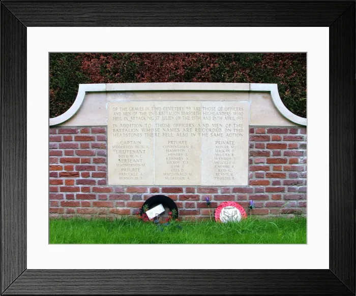 Framed Print : 22nd Seathforths Memorial, Seathforth CWGC Cemetery, Wieltje Framed Print : 22nd Seathforths Memorial, Seathforth CWGC Cemetery, Wieltje