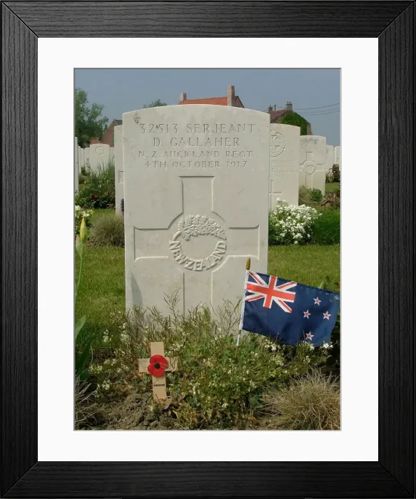 Framed Print : Grave Sjt. D. Gallaher, ex Capt All Blacks, Nine Elms CWGC C Framed Print : Grave Sjt. D. Gallaher, ex Capt All Blacks, Nine Elms CWGC C