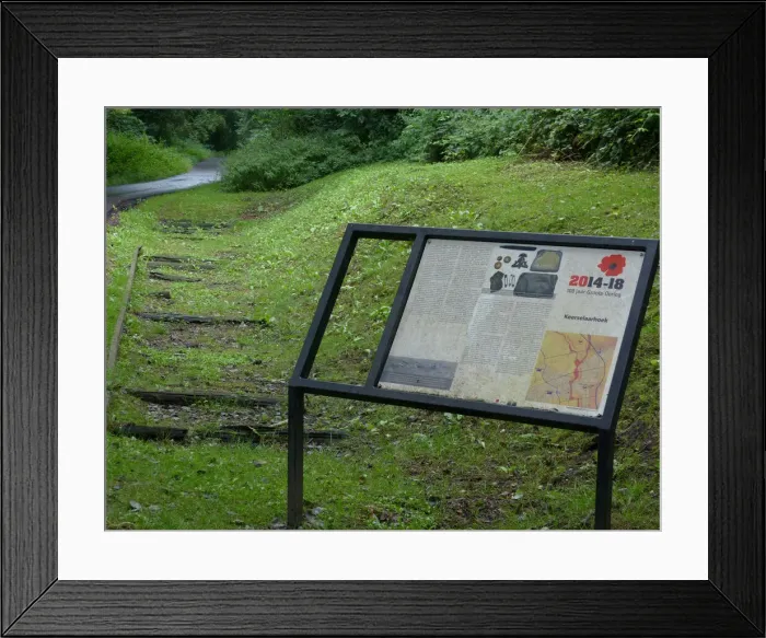 Framed Print : Info Board & WW1 Railway Remnants, Tyne Cot area Framed Print : Info Board & WW1 Railway Remnants, Tyne Cot area