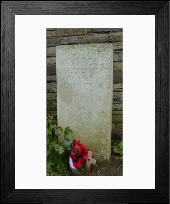 Framed Print : Grave, Flieg. Hauptmann Hans Roser, Sanctuary Wood CWGC Framed Print : Grave, Flieg. Hauptmann Hans Roser, Sanctuary Wood CWGC