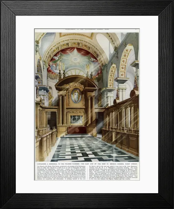 Framed Print : Containing a memorial to the Pilgrim Fathers, the east end of the new St Framed Print : Containing a memorial to the Pilgrim Fathers, the east end of the new St