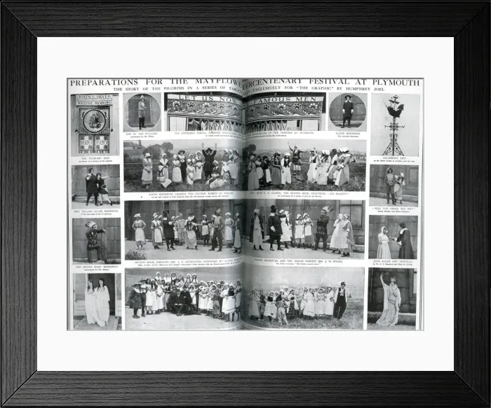 Framed Print : Various scenes showing how people were marking the 300th anniversary of the Pilgrim Framed Print : Various scenes showing how people were marking the 300th anniversary of the Pilgrim