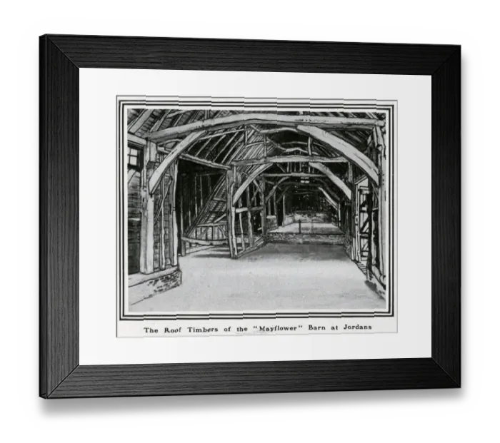 Framed Print : Drawing by R. Borlase Smart of the ancient barn at Jordans Hostel Framed Print : Drawing by R. Borlase Smart of the ancient barn at Jordans Hostel