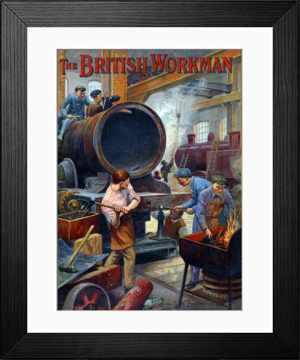 Framed Print : Front cover of a bound volume of The British Workman, an improving magazine for Framed Print : Front cover of a bound volume of The British Workman, an improving magazine for