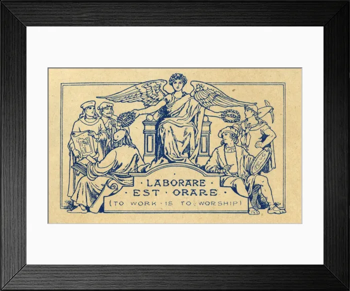 Framed Print : Motto frontispiece in a bound volume of The British Workman Framed Print : Motto frontispiece in a bound volume of The British Workman