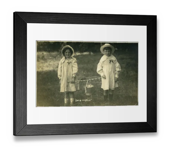 Framed Print : A little boy and little girl dressed up as nursery rhyme characters, Jack and Jill Framed Print : A little boy and little girl dressed up as nursery rhyme characters, Jack and Jill