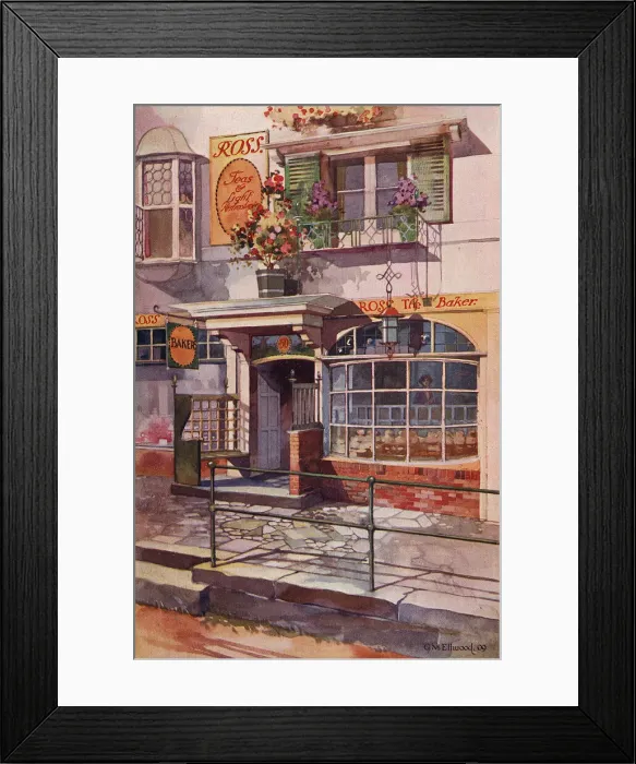 Framed Print : A bakers shop in a country village. Date: 1909 Framed Print : A bakers shop in a country village. Date: 1909
