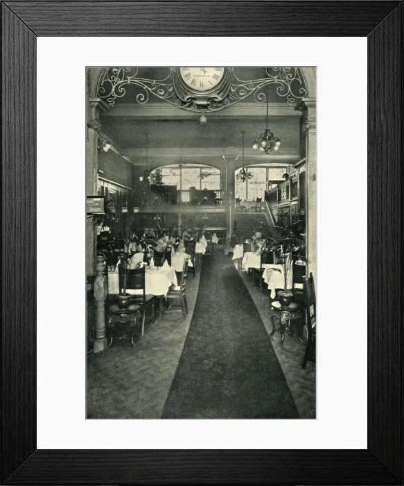 Framed Print : Example of an Edwardian restaurant interior notable for some art nouveau style ironwork Framed Print : Example of an Edwardian restaurant interior notable for some art nouveau style ironwork