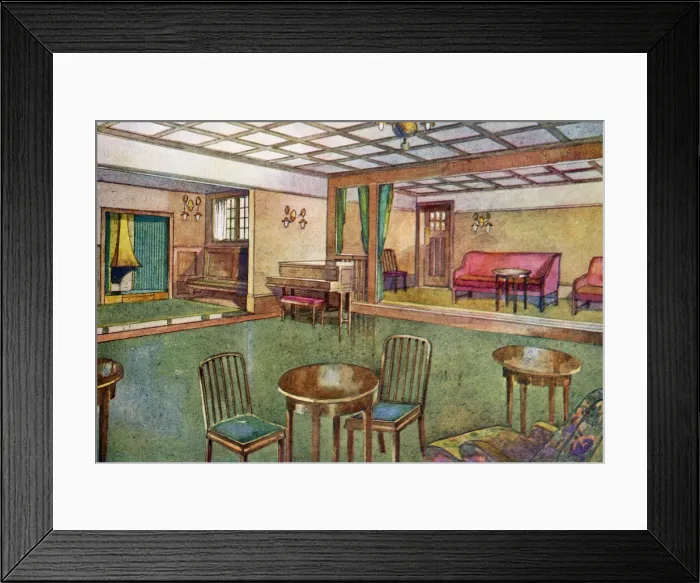 Framed Print : Suggestion for decor and layout of a tea room and club room in the 1900s. Date: 1909 Framed Print : Suggestion for decor and layout of a tea room and club room in the 1900s. Date: 1909