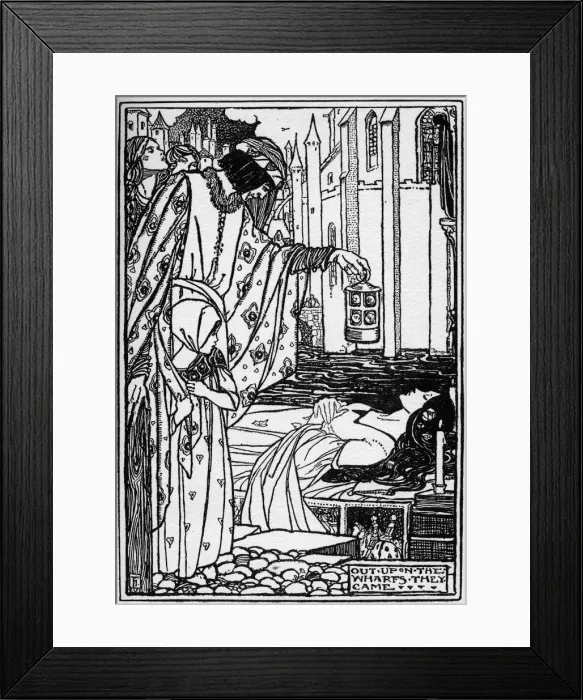 Framed Print : Out upon the wharfs they came. Illustration by Florence Harrison from Tennysons poem Framed Print : Out upon the wharfs they came. Illustration by Florence Harrison from Tennysons poem