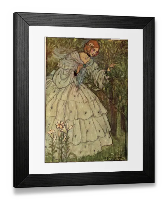 Framed Print : Alas for her that met me. Illustration by Florence Harrison for Tennysons poem Framed Print : Alas for her that met me. Illustration by Florence Harrison for Tennysons poem