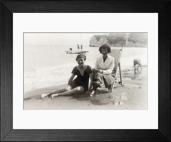 Framed Print : Mother and daughter on the beach - Devon Framed Print : Mother and daughter on the beach - Devon
