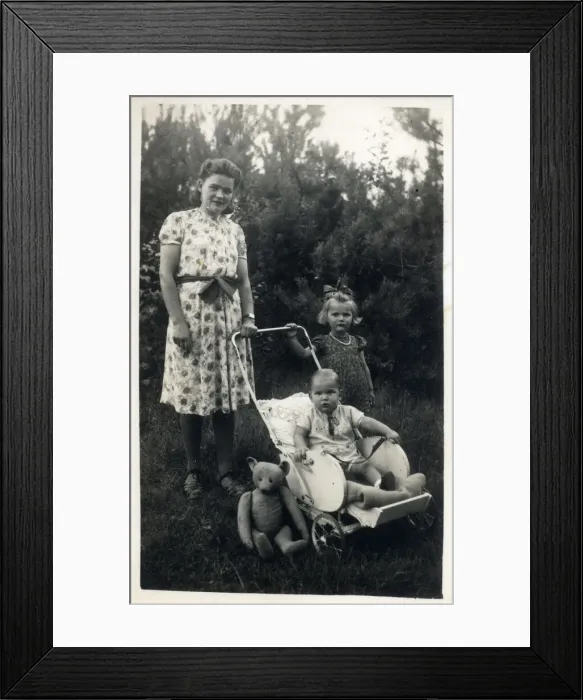 Framed Print : A young Mother with her two young children Framed Print : A young Mother with her two young children