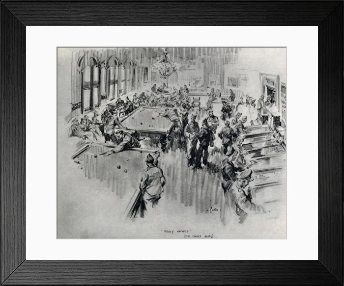 Framed Print : The Games Room, or Penny Arcade at the American Red Cross Club, Rainbow Corner Framed Print : The Games Room, or Penny Arcade at the American Red Cross Club, Rainbow Corner