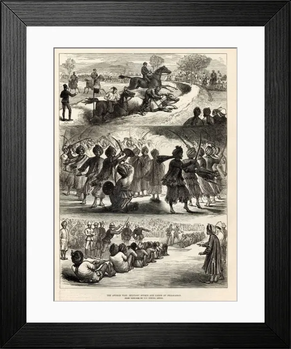 Framed Print : The Afghan War - Sports and Games at Jellalabad. Date: 1879 Framed Print : The Afghan War - Sports and Games at Jellalabad. Date: 1879