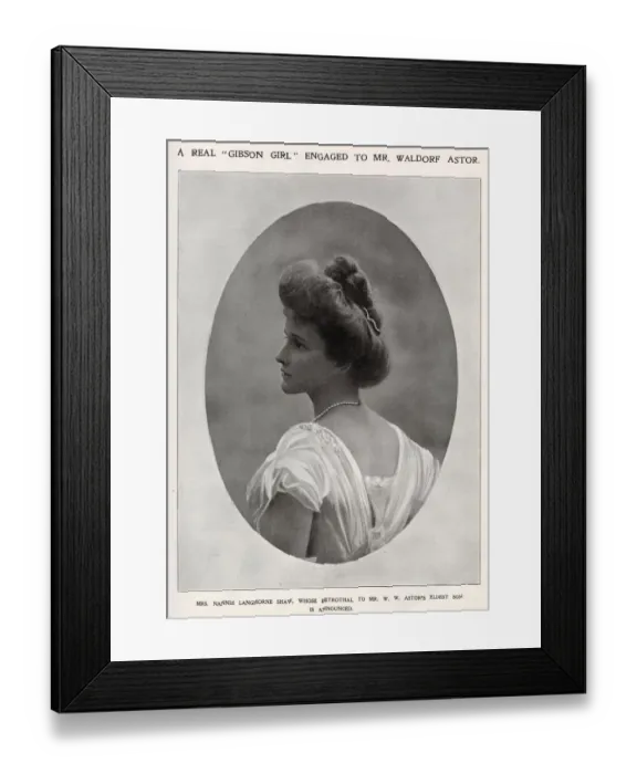 Framed Print : Nannie Langhorne Shaw pictured in The Sketch at the time of her engagement to Waldorf Framed Print : Nannie Langhorne Shaw pictured in The Sketch at the time of her engagement to Waldorf
