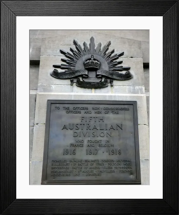 Framed Print : Australian 5th Division Memorial detail, Polygon Wood Framed Print : Australian 5th Division Memorial detail, Polygon Wood