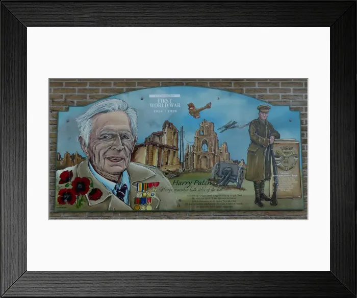 Framed Print : Tribute to Harry Patch, Carrefour, Langemarck Framed Print : Tribute to Harry Patch, Carrefour, Langemarck
