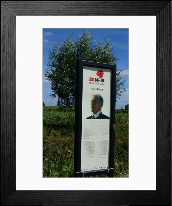 Framed Print : Memorial board for Harry Patch, the last British veteran Framed Print : Memorial board for Harry Patch, the last British veteran