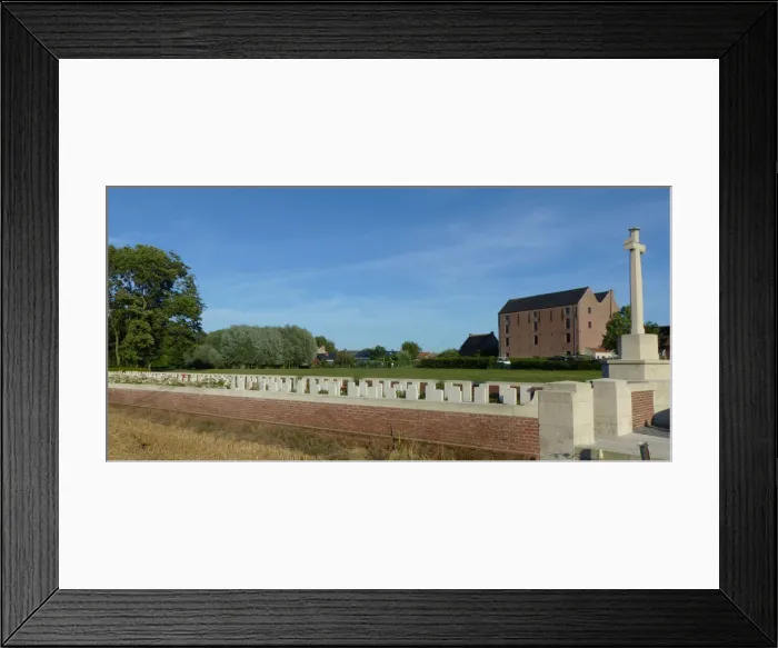 Framed Print : Hopstore CWGC Cemetery, Vlamertinghe, Belgium Framed Print : Hopstore CWGC Cemetery, Vlamertinghe, Belgium