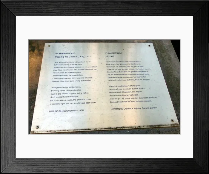 Framed Print : Edmund Blunden Information Board, Vlamertinghe, Belgium Framed Print : Edmund Blunden Information Board, Vlamertinghe, Belgium