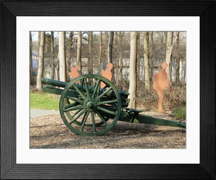 Framed Print : Field gun and soldier statues, Plugstreet Experience Framed Print : Field gun and soldier statues, Plugstreet Experience