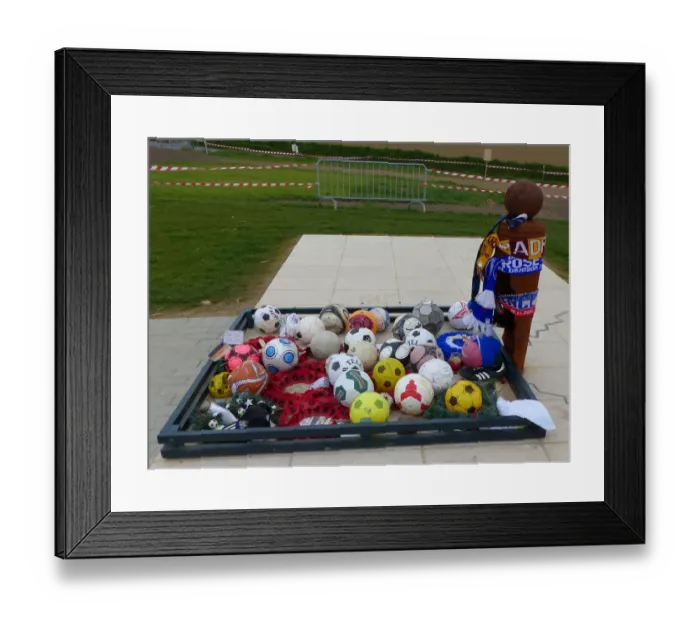 Framed Print : Prowse Point St Yvon Christmas Memorial Area with footballs Framed Print : Prowse Point St Yvon Christmas Memorial Area with footballs
