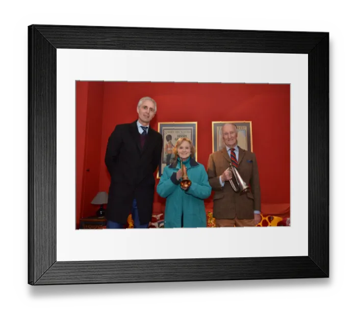 Framed Print : Chairman of the Ypres Last Post Committee with bugles Framed Print : Chairman of the Ypres Last Post Committee with bugles