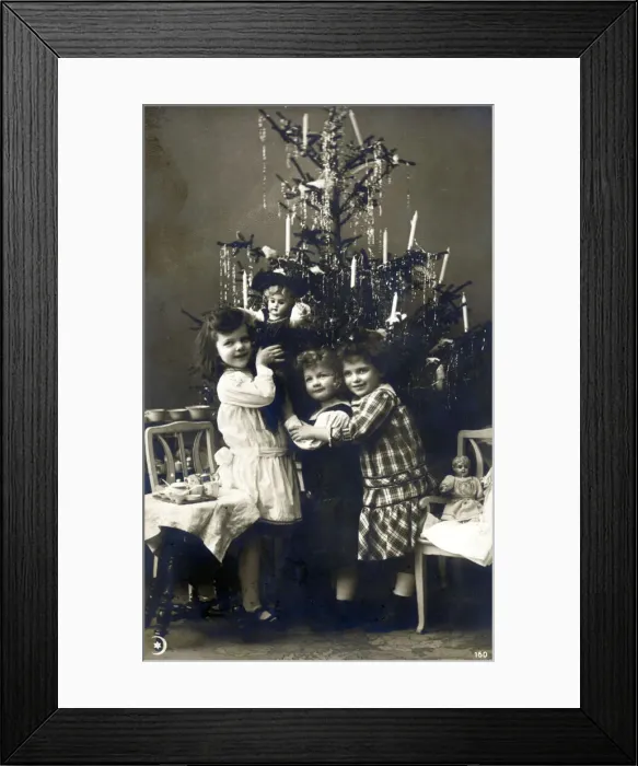 Framed Print : Three young Italian sisters by their Christmas Tree Framed Print : Three young Italian sisters by their Christmas Tree
