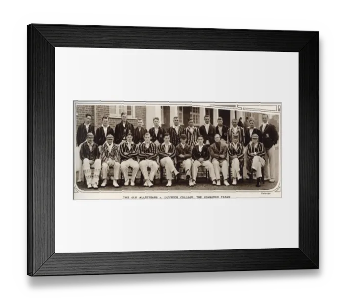 Framed Print : Combined Cricket Teams photo - Old Alleynians versus Dulwich College. Date: 1934 Framed Print : Combined Cricket Teams photo - Old Alleynians versus Dulwich College. Date: 1934