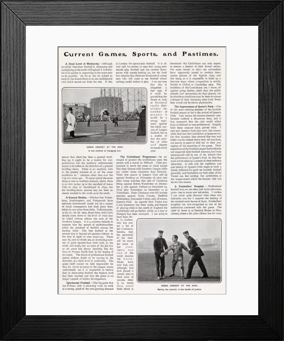 Framed Print : Page from The Tatler reporting on a comedy cricket match which took place at the Oval Framed Print : Page from The Tatler reporting on a comedy cricket match which took place at the Oval